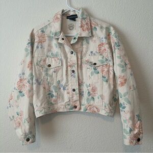 Floral Print Denim Jacket - Multicolor